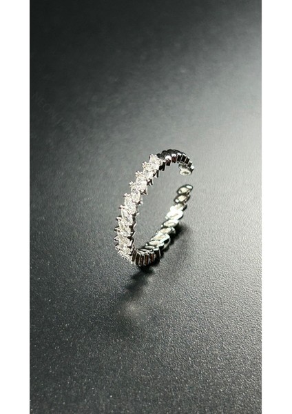 Zirkon Taş, Gümüş Kaplama Çelik Yüzük 172, Gümüş Renk, Ayarlanabilir fiyatları