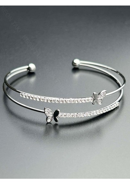 Zirkon Taşlı, Kelebek, Vip Seri Kelepçe 168, Silver Renk modelleri