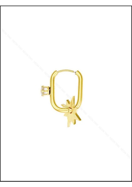 Zirkon Taşlı, Yıldız Figürlü, Paslanmaz Çelik Küpe 139, Altın Renk modelleri