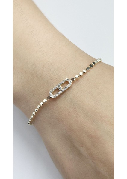 Bileklik, Zirkon Taşlı, Kararmayan Çelik, Altın Renk, Model487 fiyatları