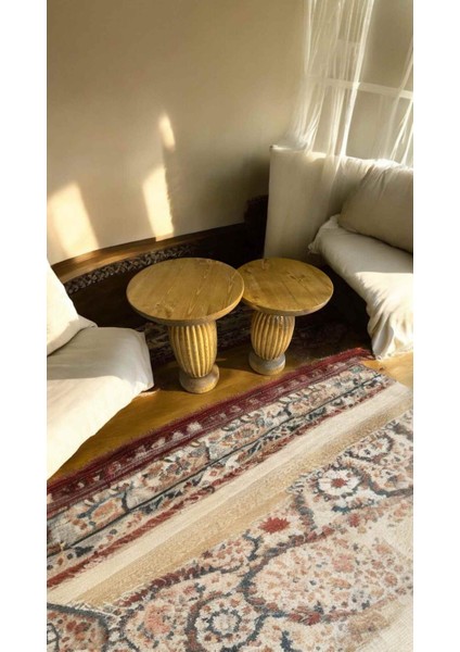 Masif Ahşap Yan Sehpa Takımı – Doğal 2’li Tütün Renk Zigon Fiskos Seti fiyatları