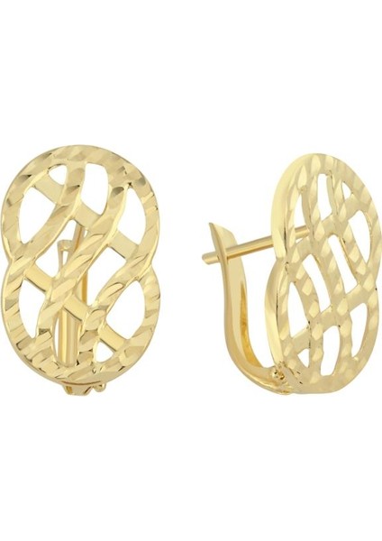 14 Ayar Double Sonsuzluk Tasarım Altın Küpe