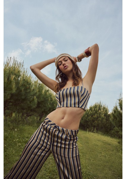 Ayla - Çizgili Saten Büstiyer