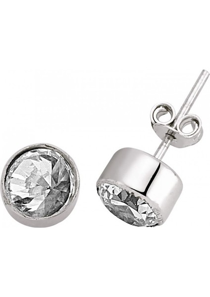 14 Ayar Tektaş Beyaz Altın Küpe