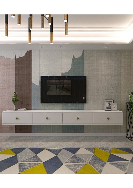 TDA2401B- Zuzu Double Duvara Montaj Tv Stand 240CM Beyaz