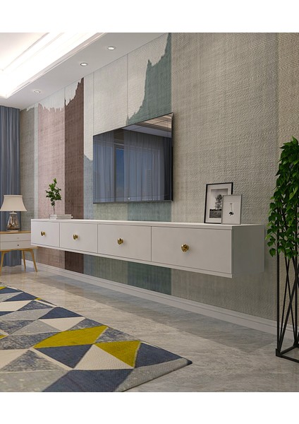 TDA2401B- Zuzu Double Duvara Montaj Tv Stand 240CM Beyaz fiyatları