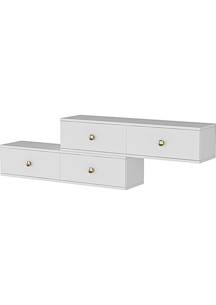TDA2401B- Zuzu Double Duvara Montaj Tv Stand 240CM Beyaz