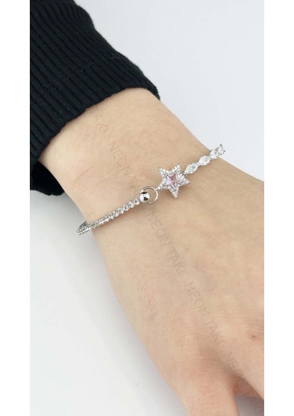 Zirkon Taşlı, Pembe Taşlı Yıldız Figürlü, Vip Seri Kelepçe 171, Silver Renk fiyatları