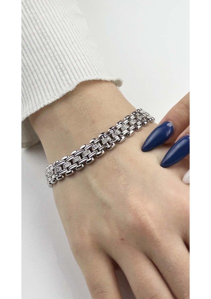 Zirkon Taş , Kordon Model, Platinyum Kaplama Xuping Bileklik 422, Gümüş Renk
