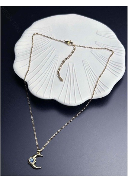 Ay ve Güneş Figürlü Paslanmaz Çelik Kolye 372, Altın Rengi fırsatları