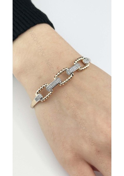 Zirkon Taşlı, Altın Kaplama, Paslanmaz Çelik Bileklik 151, Pembe (ROSE) Renk fiyatları