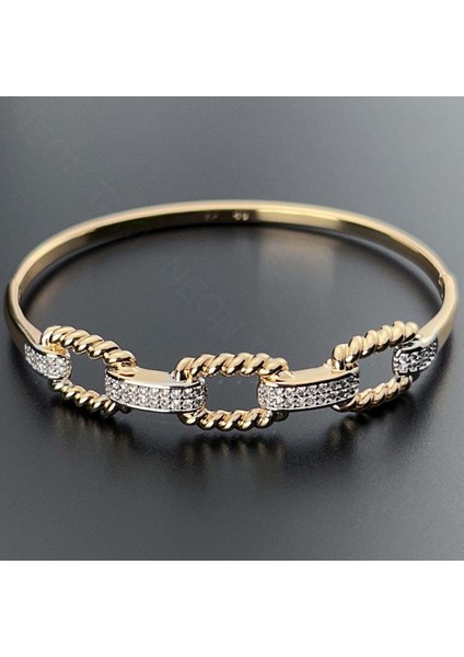 Zirkon Taşlı, Altın Kaplama, Paslanmaz Çelik Bileklik 151, Pembe (ROSE) Renk modelleri