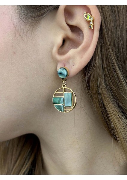 Sallantılı Model, Paslanmaz Çelik Küpe 517, Kasa Altın Renk