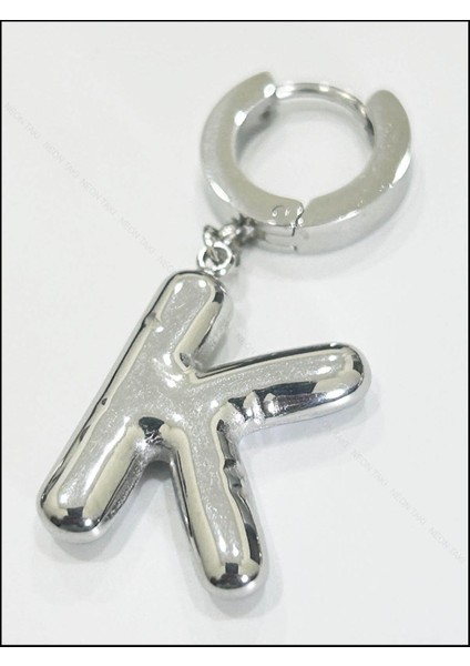 K Harfi, Balon Formlu, Paslanmaz Çelik Küpe 296, Gümüş Renk modelleri