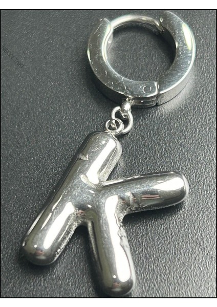 K Harfi, Balon Formlu, Paslanmaz Çelik Küpe 296, Gümüş Renk fırsatları