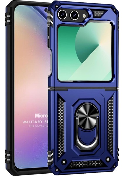 Samsung Galaxy Z Flip 7 Fe Kılıf Military Ring Holder Lacivert
