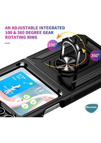 Samsung Galaxy Z Flip 7 Fe Kılıf Military Ring Holder Lacivert modelleri