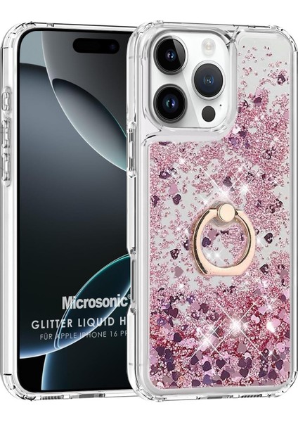 Apple iPhone 16 Pro Max Kılıf Glitter Liquid Holder Pembe