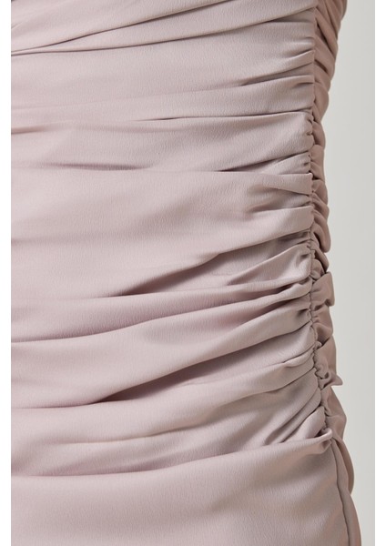 Taş Tek Omuz Askı Detaylı Drapeli Tam Kalıp Uzun Abiye Elbise fırsatları