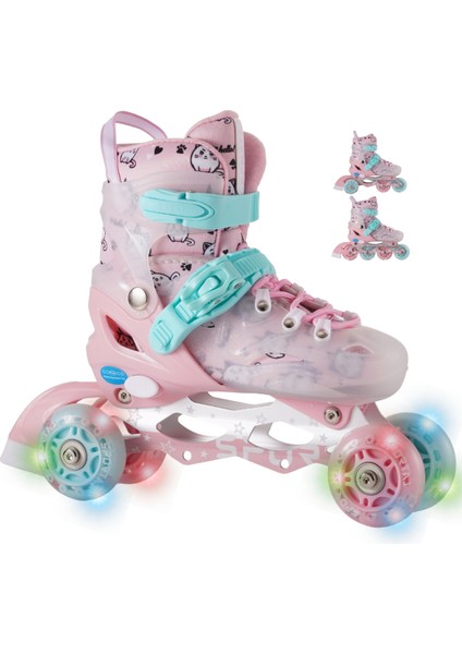 Speedx Cat Profesyonel Çocuk Pateni Işıklı Silikon Tekerler Taşıma Çantalı