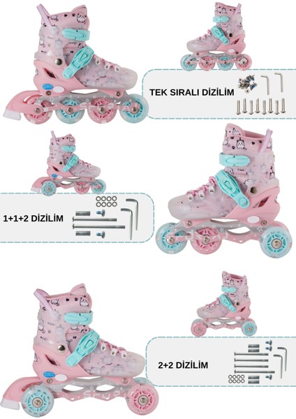 Speedx Cat Profesyonel Çocuk Pateni Işıklı Silikon Tekerler Taşıma Çantalı modelleri