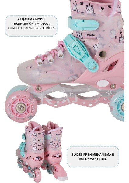 Speedx Cat Profesyonel Çocuk Pateni Işıklı Silikon Tekerler Taşıma Çantalı fırsatları