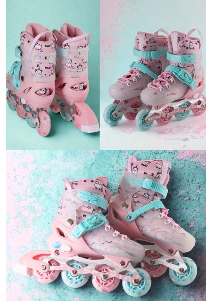 Speedx Cat Profesyonel Çocuk Pateni Işıklı Silikon Tekerler Taşıma Çantalı