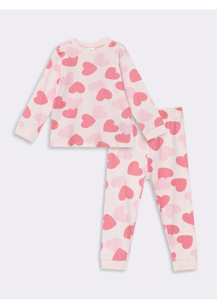 Lcw Baby Pembe Bisiklet Yaka Uzun Kollu Baskılı Kız Bebek Pijama Takımı