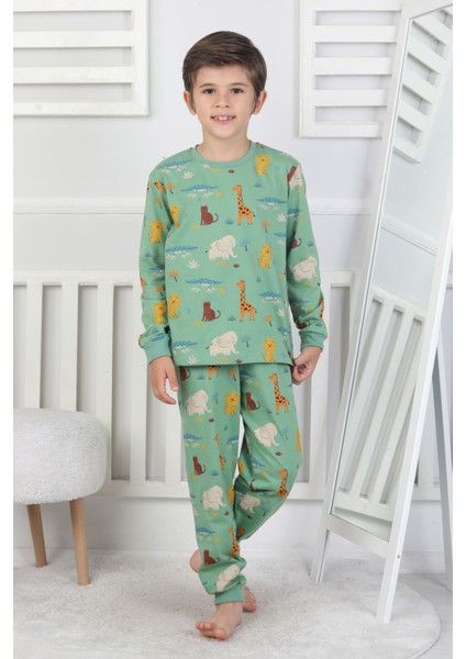 Animaux Desenli %100 Pamuk Erkek Çocuk Pijama Takımı