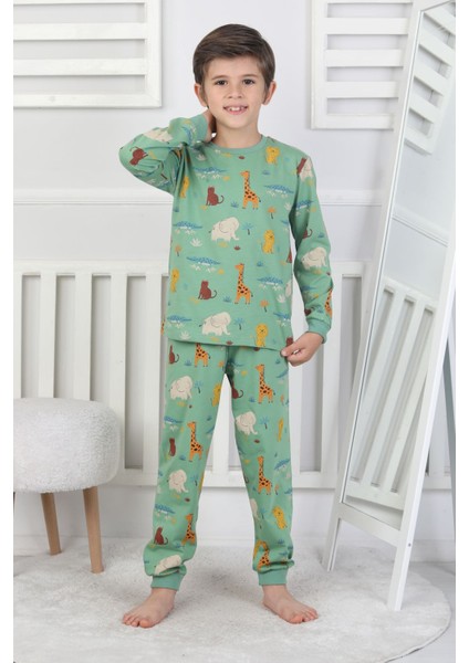 Animaux Desenli %100 Pamuk Erkek Çocuk Pijama Takımı fiyatları