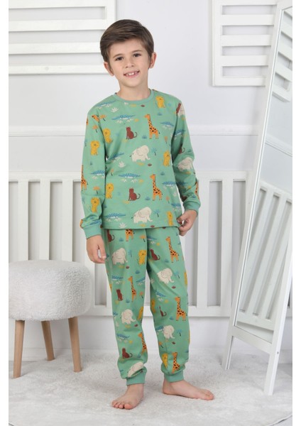 Animaux Desenli %100 Pamuk Erkek Çocuk Pijama Takımı fırsatları