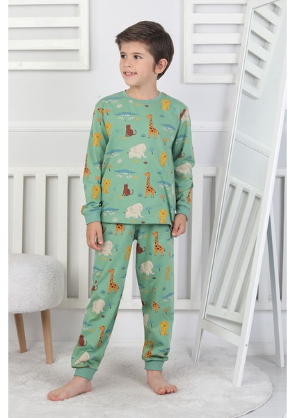 Animaux Desenli %100 Pamuk Erkek Çocuk Pijama Takımı indirimleri