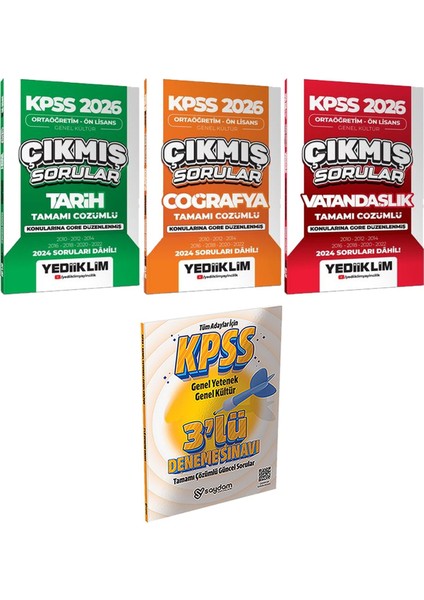 Ortaöğretim Ön Lisans Tarih Coğrafya Vatandaşlık Çıkmış - 3 Deneme