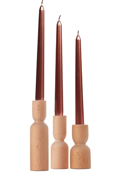 Livingstore Renka Timber 3’lü Ahşap Şamdan Seti | Timber Trio