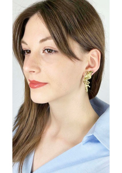 Kelebek Formunda Paslanmaz Çelik Küpe 645, Altın Renk fiyatları