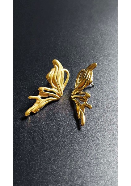 Kelebek Formunda Paslanmaz Çelik Küpe 645, Altın Renk modelleri