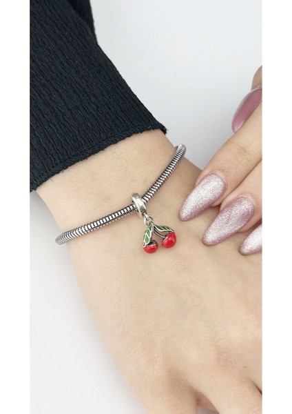 Kiraz, Sallantılı, Pan Bileklik için Çelik Charm 25 (BİLEKLİK DAHİL DEĞİLDİR!!)