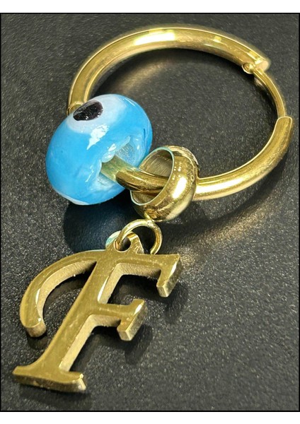 F Harfli, Nazar Boncuklu, Paslanmaz Çelik Küpe 160, Altın Renk fırsatları