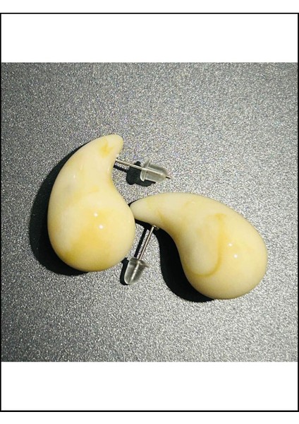 Bej Ve Kahve Mermer Görünümlü, Damla , Küpe 437 fırsatları