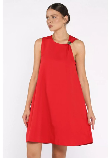 Omuz Tokalı Rahat Kısa Elbise P-00017965 fiyatları