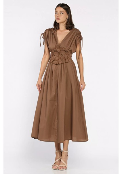 Papatya Aplikeli Kruvaze Elbise P-00017895 fiyatları