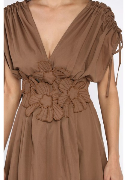 Papatya Aplikeli Kruvaze Elbise P-00017895 fırsatları