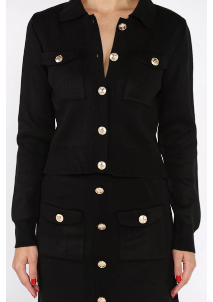 Düğme Detaylı Hırka Etek Triko Ikili Takım P-00017973 fırsatları