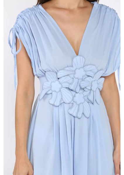 Papatya Aplikeli Kruvaze Elbise P-00017895 fırsatları