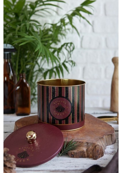 ER146-9E Circus Black Desenli Yuvarlak Metal Saklama Kabı 17.5 cm modelleri