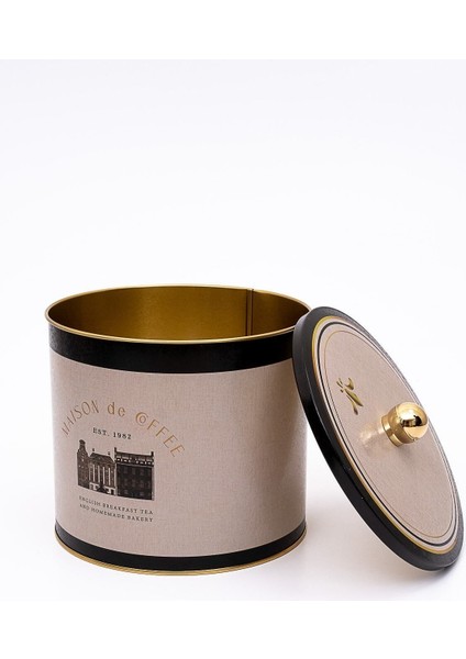 ER146-7F Azura Coffee Desenli Yuvarlak Metal Saklama Kabı 17.5 cm modelleri