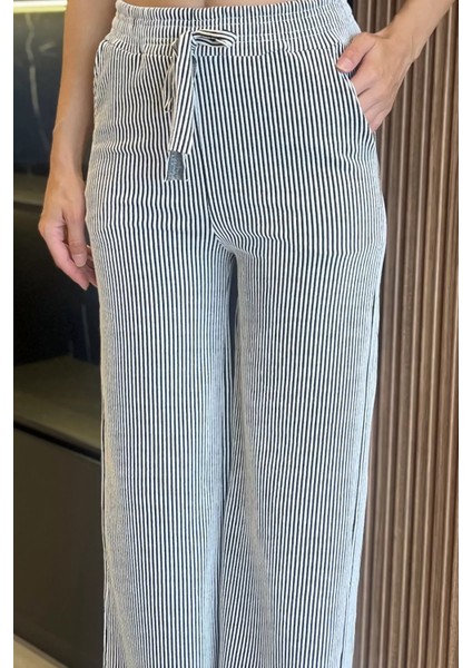 Kadın Yüksek Bel Çizgi Desenli Su Yolu Palazzo Pantolon P-00017960 fırsatları