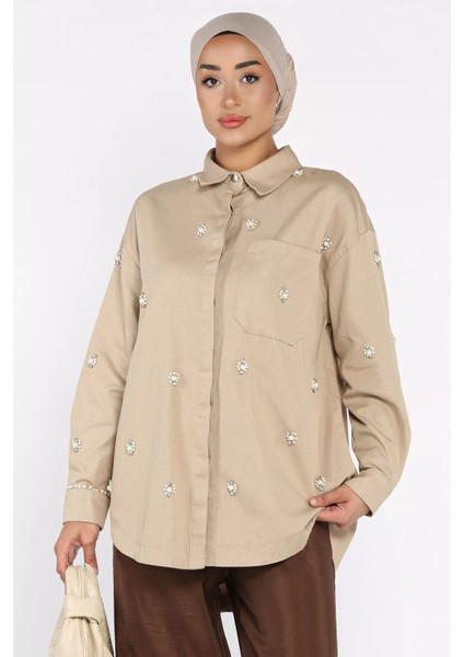 Taş Detaylı Gabardin Gömlek Tunik P-00017963 fiyatları