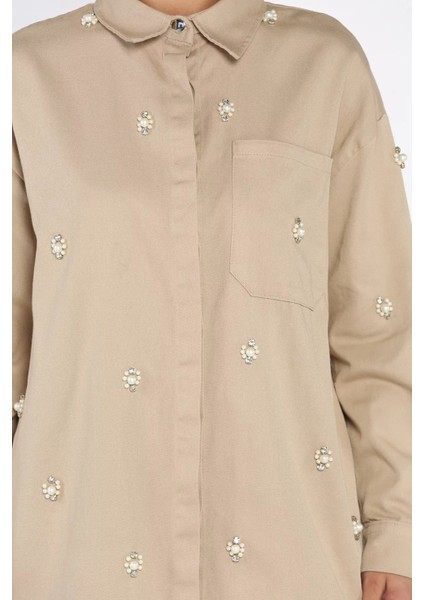 Taş Detaylı Gabardin Gömlek Tunik P-00017963 fırsatları