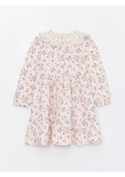 Lcw Kids Bej Bebe Yaka Çiçekli Uzun Kollu Kız Çocuk Elbise fiyatları